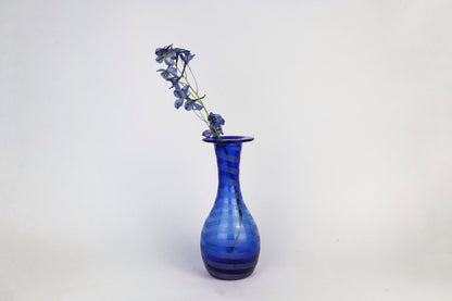 Vintage 90er 80er Kobalt Blaue Glas Vase Frosted Satiniert Y2K Blumenvase Memphis Milano