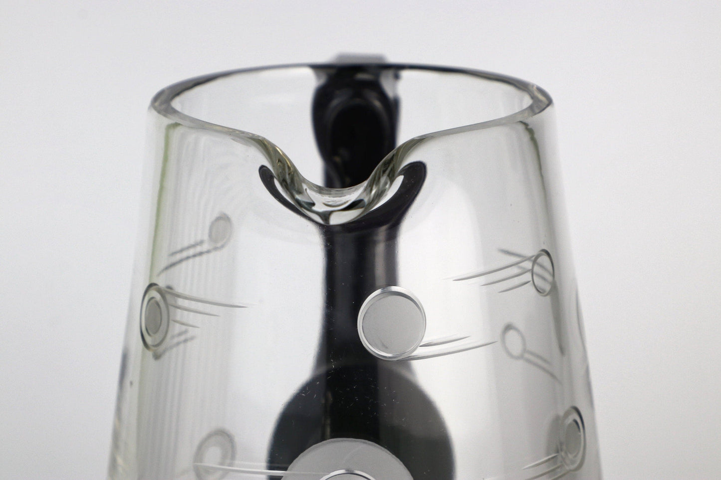 Vintage Art Deco carafe from France around 1930 black glass Bauhaus jug 30s French