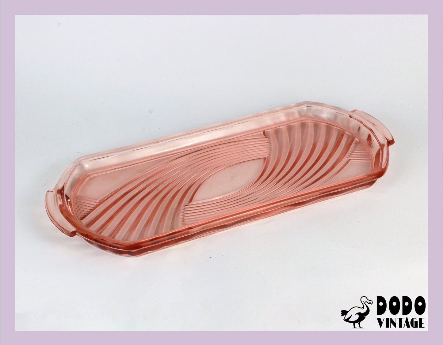 Vintage Rosalin Glas Tablett Schale aus den 30ern Art Deco Dekor Pressglas Rosa Teller Anbietschale Platte Walther Altlantik