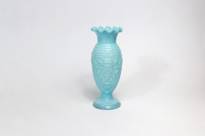 Seltene Vallérysthal Opaline Vase Art Nouveau Glas 4597 Opalglas Milchglas Blau Celeste 1900 1910 Portieux Neptun Poseidon Muschel Nautisch