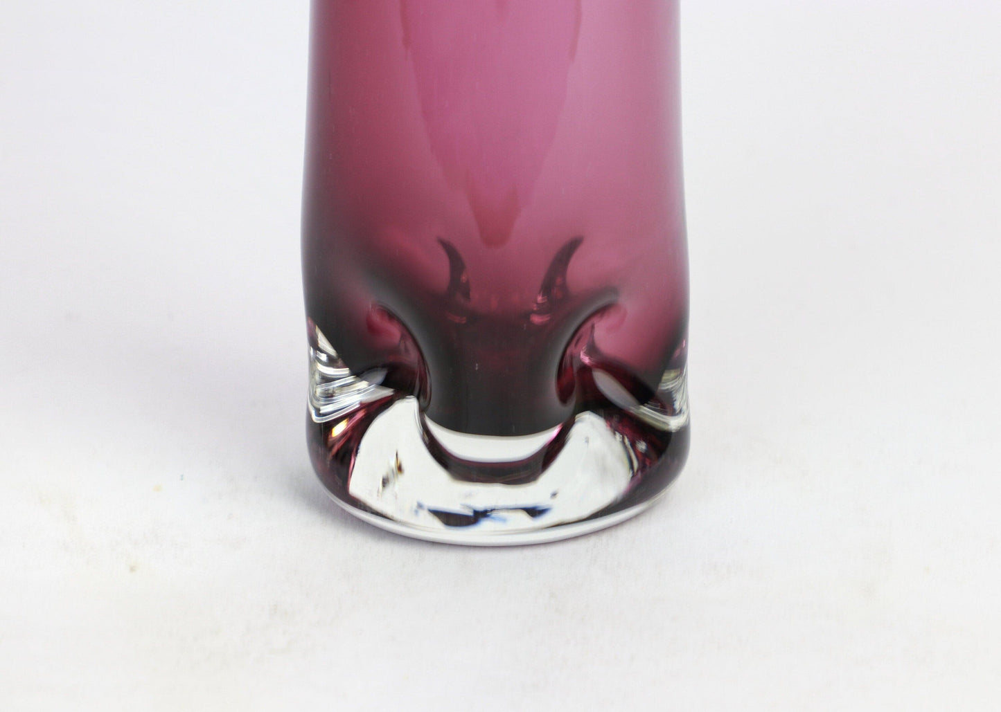 Vase à fleurs en verre vintage Améthyste Violet Aubergine Violet Murano Brutaliste Mid Century Moderniste Friedrich 1960 60s 60s 1970 70s 70s