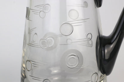 Vintage Art Deco carafe from France around 1930 black glass Bauhaus jug 30s French