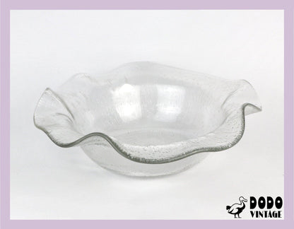 Vintage bowl serving bowl glass wavy edge candy bowl fruit bowl Brutalist 60s 1960 1970 70s Brutalist Mid Century