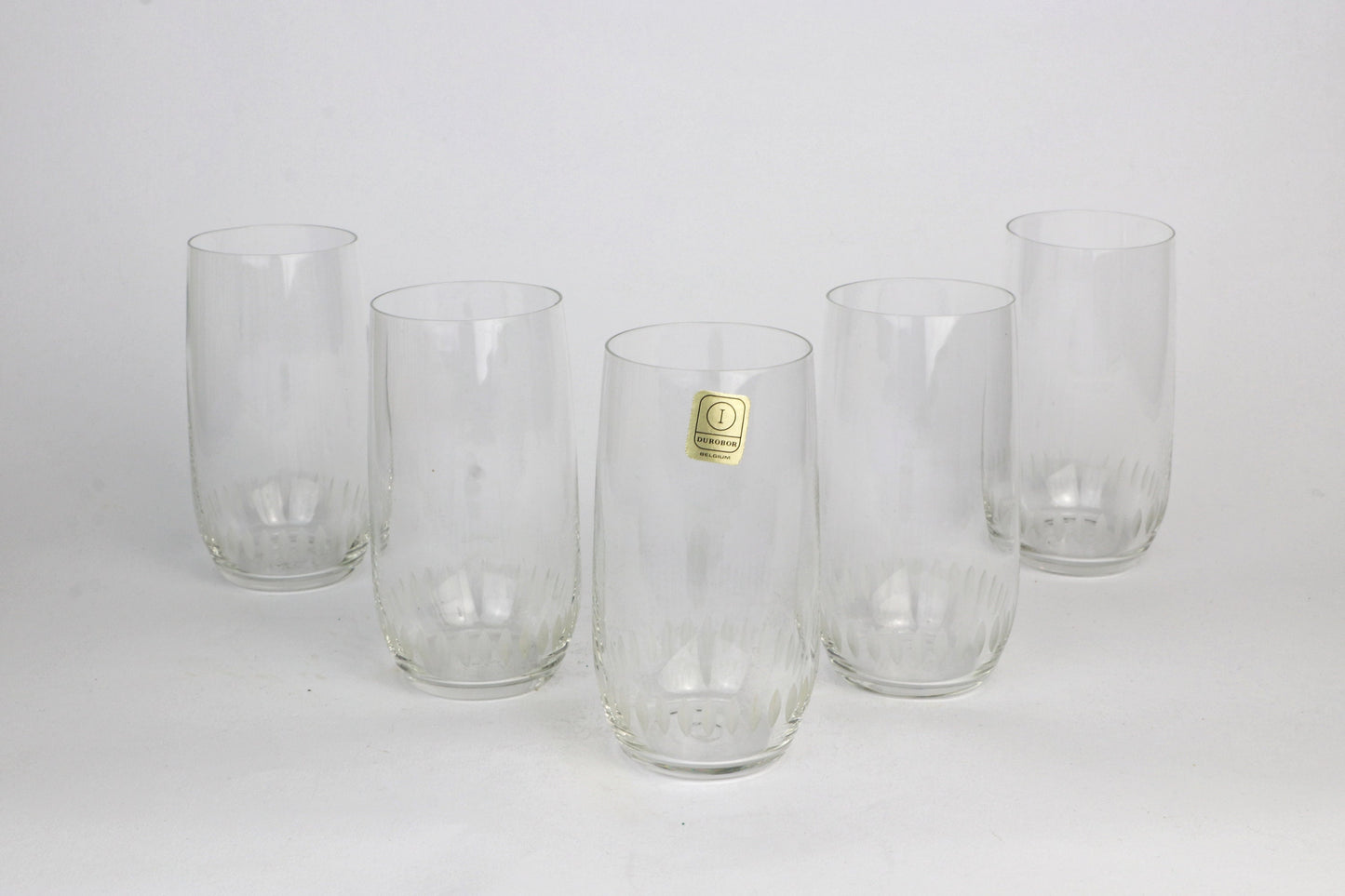 5x Vintage Crystal Glasses with Lead Cut Details Durobor Belgium 50s 60s Water Glasses Drinking Glasses 1950 50s Modernist