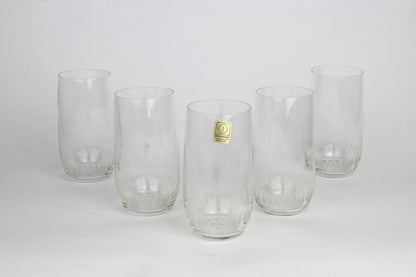 5x Vintage Crystal Glasses with Lead Cut Details Durobor Belgium 50s 60s Water Glasses Drinking Glasses 1950 50s Modernist