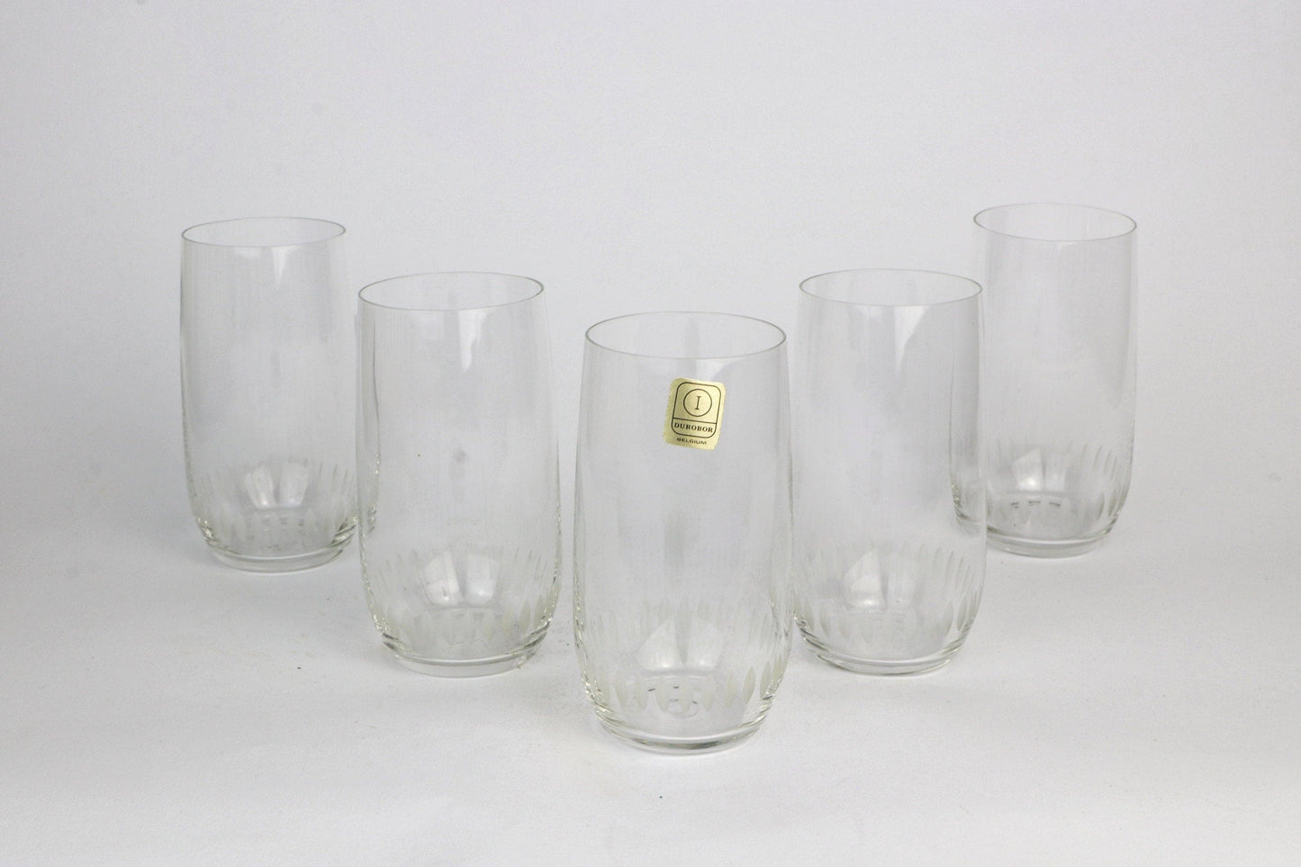 5x Vintage Crystal Glasses with Lead Cut Details Durobor Belgium 50s 60s Water Glasses Drinking Glasses 1950 50s Modernist