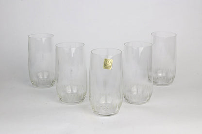 5x Vintage Crystal Glasses with Lead Cut Details Durobor Belgium 50s 60s Water Glasses Drinking Glasses 1950 50s Modernist