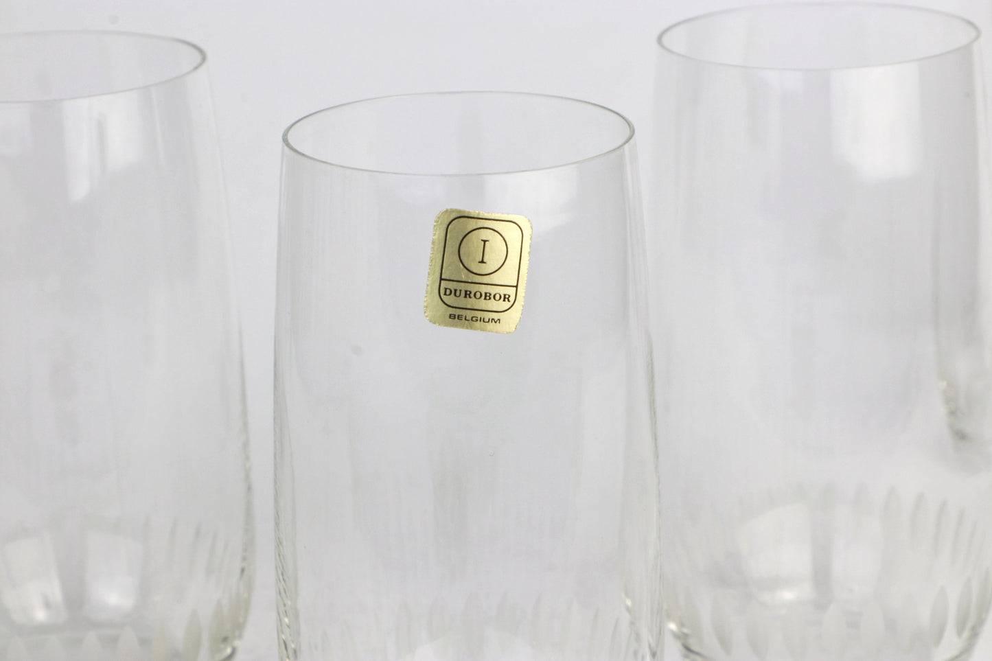 5x Vintage Crystal Glasses with Lead Cut Details Durobor Belgium 50s 60s Water Glasses Drinking Glasses 1950 50s Modernist