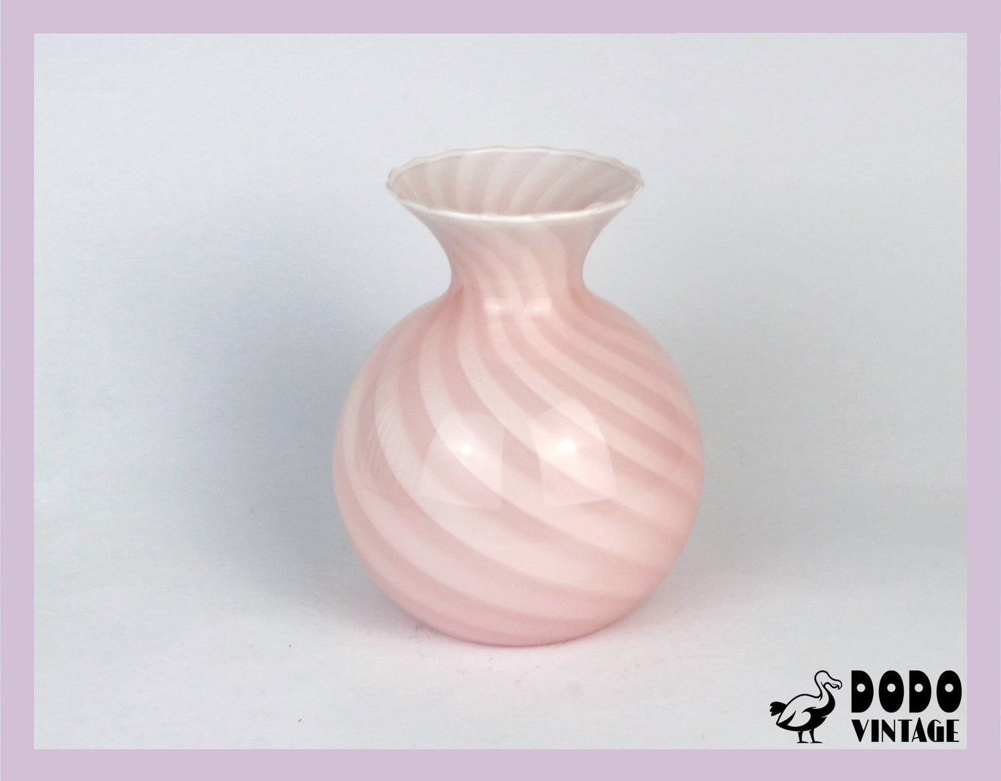 Vintage Murano Swirl Vase Pink Glass Venice 1950 50s Mid Century White Pink Vetro Barovier Toso Tonelli Lattimo Filigrana