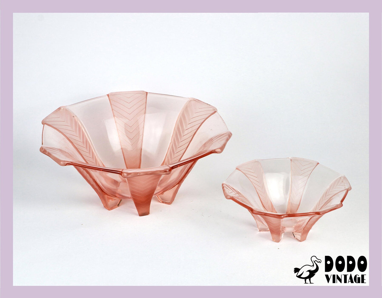 Ensemble de 2 Rosalin Glass Bowl Walther Söhne Athene Bowl 30s Art Déco Pressed Glass Pink Plate Offrant Bowl 1930 1920 20s 1920s vintage