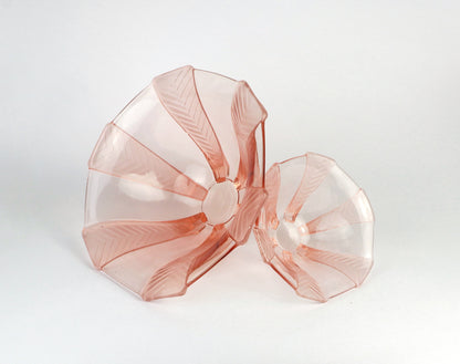 Ensemble de 2 Rosalin Glass Bowl Walther Söhne Athene Bowl 30s Art Déco Pressed Glass Pink Plate Offrant Bowl 1930 1920 20s 1920s vintage