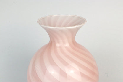 vintage Murano Swirl Vase Rose Verre Rose Venise 1950 50s Mid Century Blanc Rose Vetro Barovier Toso Tonelli Lattimo Filigrana