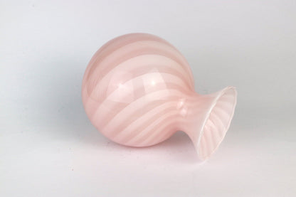 Vintage Murano Swirl Vase Pink Glass Venice 1950 50s Mid Century White Pink Vetro Barovier Toso Tonelli Lattimo Filigrana