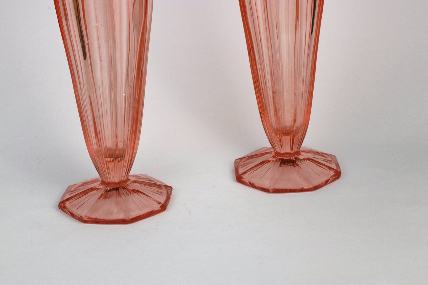 2 vintage Rosalin Flower Vase Calice Cup Verre Trompette Calice Cup Murano Art Déco 30s 1930 Pink Vase High 1980 1990 Memphis Salmon