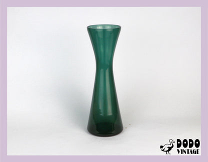 Vintage Glas Blumenvase Mid Century Russisch Grün Turmalin Vase Brutalist Iittala Wagenfeld Kaj Franck Konisch 1960 60er 60s