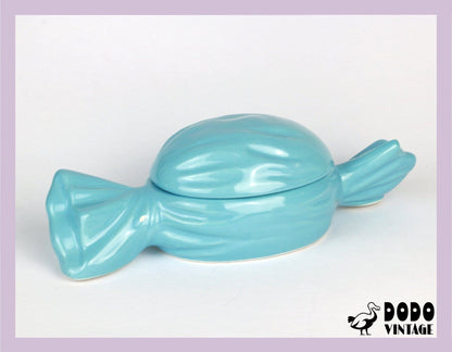 Vintage Keramik Deckeldose Bonbon Candy Süßigkeit 80er 90er Blau Pastell Kawaii