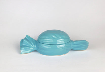 Vintage Ceramic Lidded Jar Bonbon Candy Sweets 80s 90s Blue Pastel Kawaii