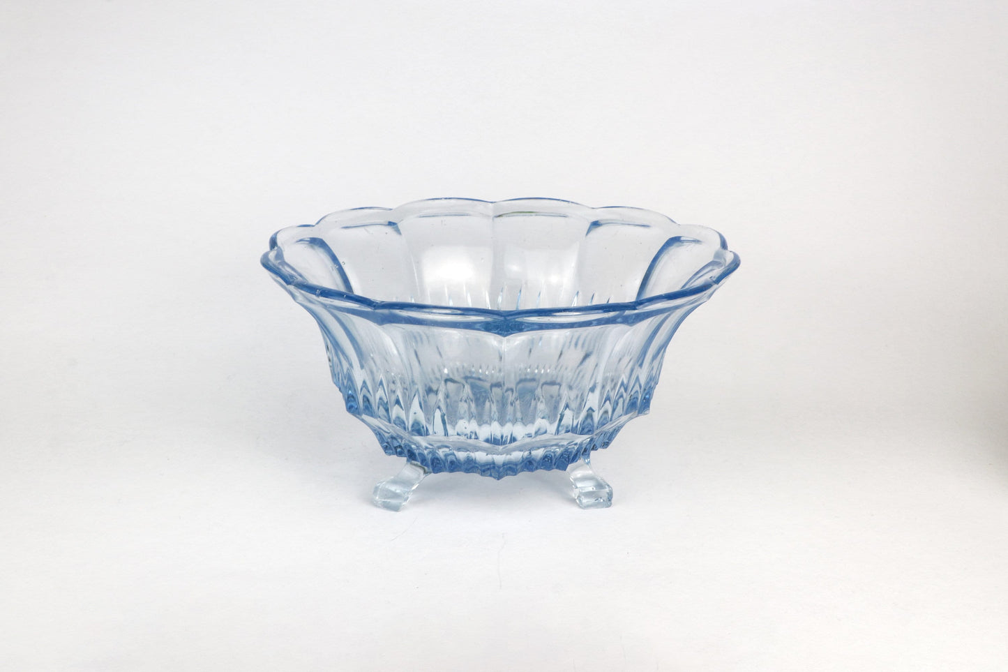 vintage Art Déco Bowl Hannah Blue Walther Glass 1930 30s Footed Bowl Azure