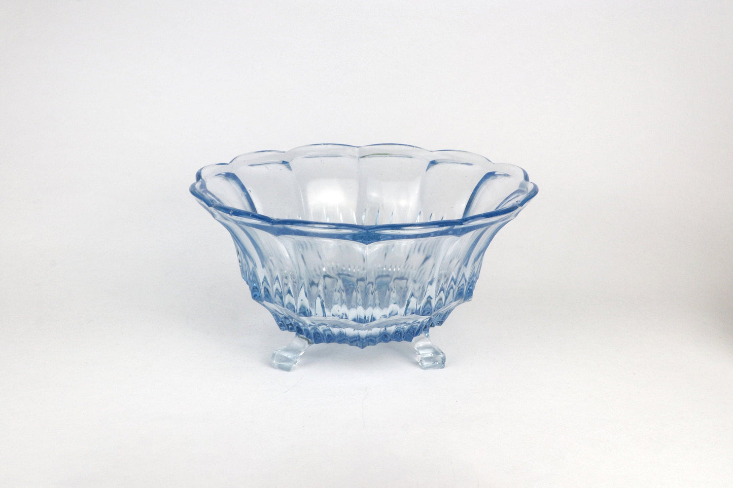 Vintage Art Deco Bowl Hannah Blue Walther Glas 1930 30s Footed Bowl Azur