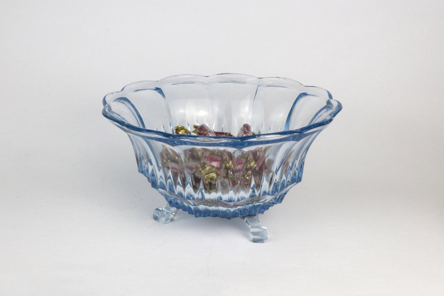 Vintage Art Deco Bowl Hannah Blue Walther Glas 1930 30s Footed Bowl Azur