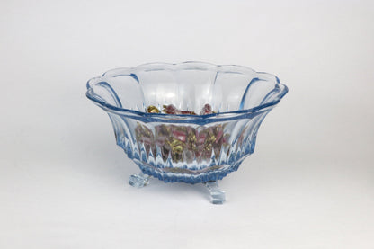 Vintage Art Deco Bowl Hannah Blue Walther Glas 1930 30s Footed Bowl Azur