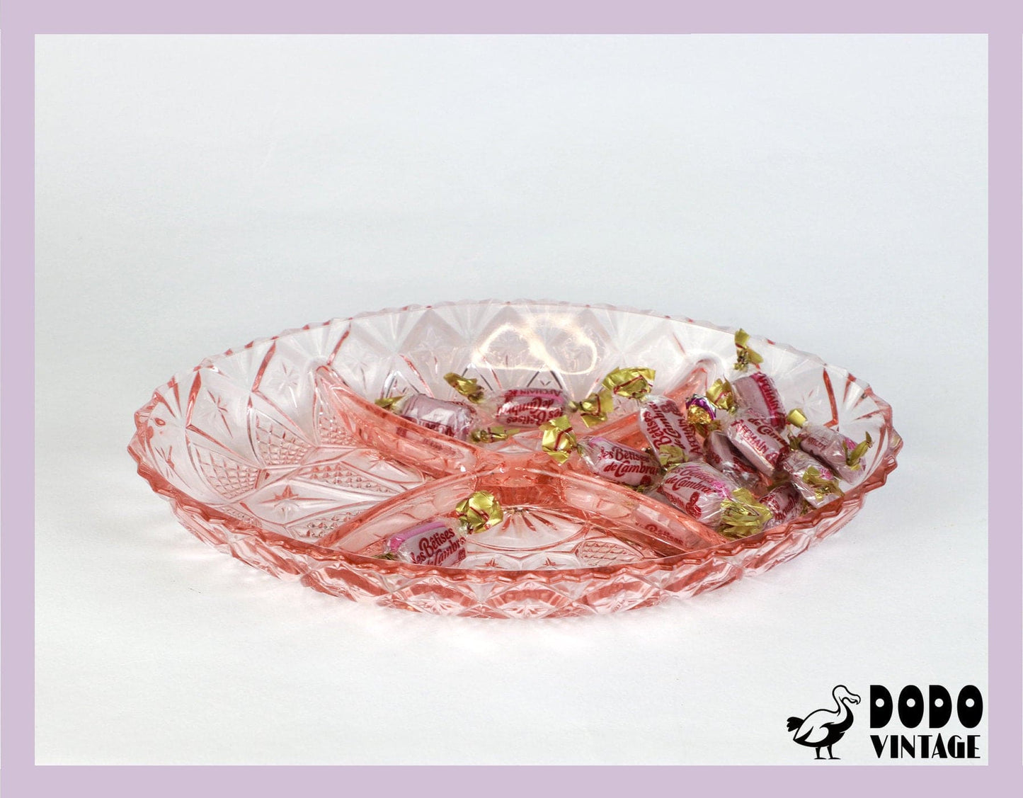 Bol en verre Rosalin vintage offrant un bol des années 50 Art Déco assiette rose en verre pressé 1930 1920 années 20 1920