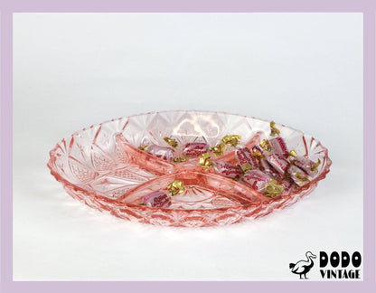 Bol en verre Rosalin vintage offrant un bol des années 50 Art Déco assiette rose en verre pressé 1930 1920 années 20 1920