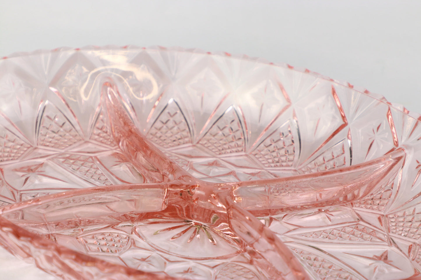 Bol en verre Rosalin vintage offrant un bol des années 50 Art Déco assiette rose en verre pressé 1930 1920 années 20 1920