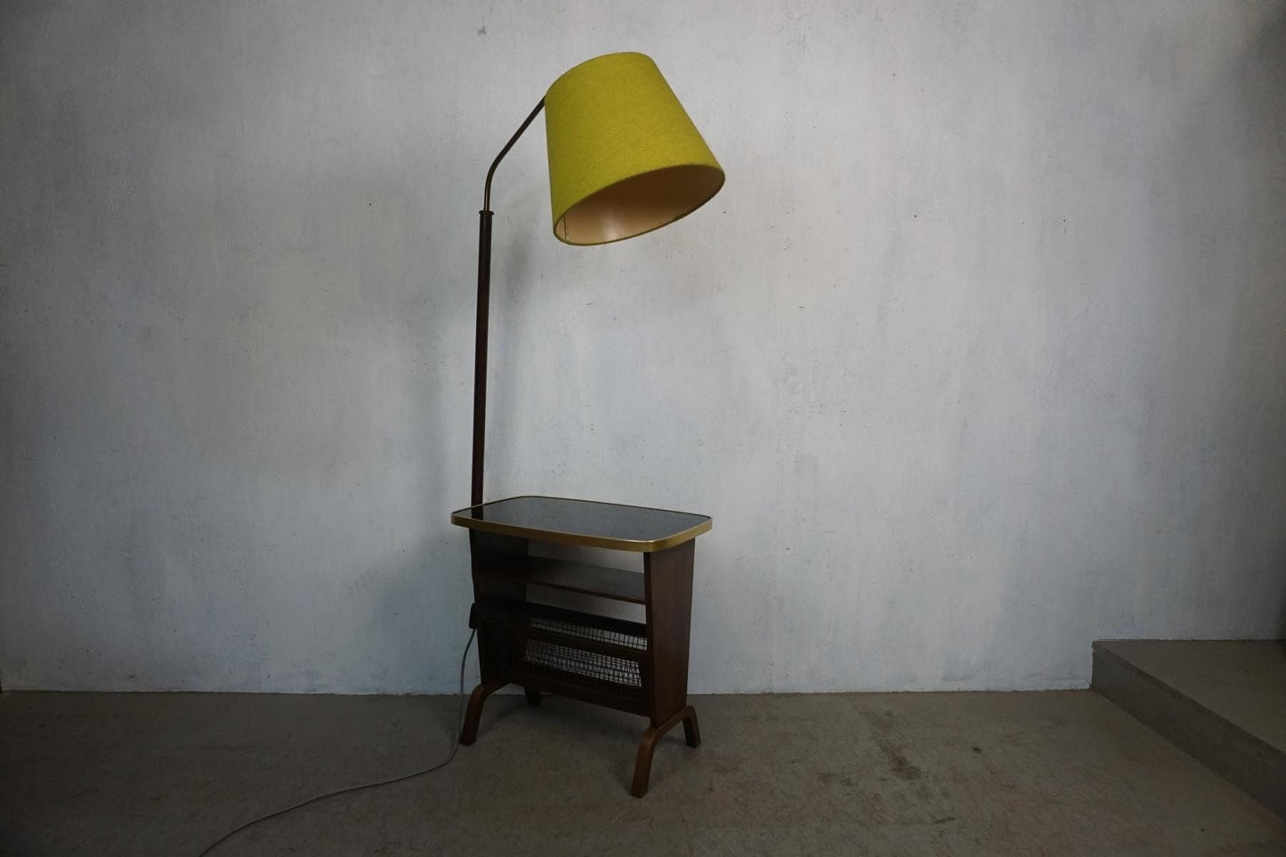 Original floor lamp with table and newspaper holder from the 50s Vintage