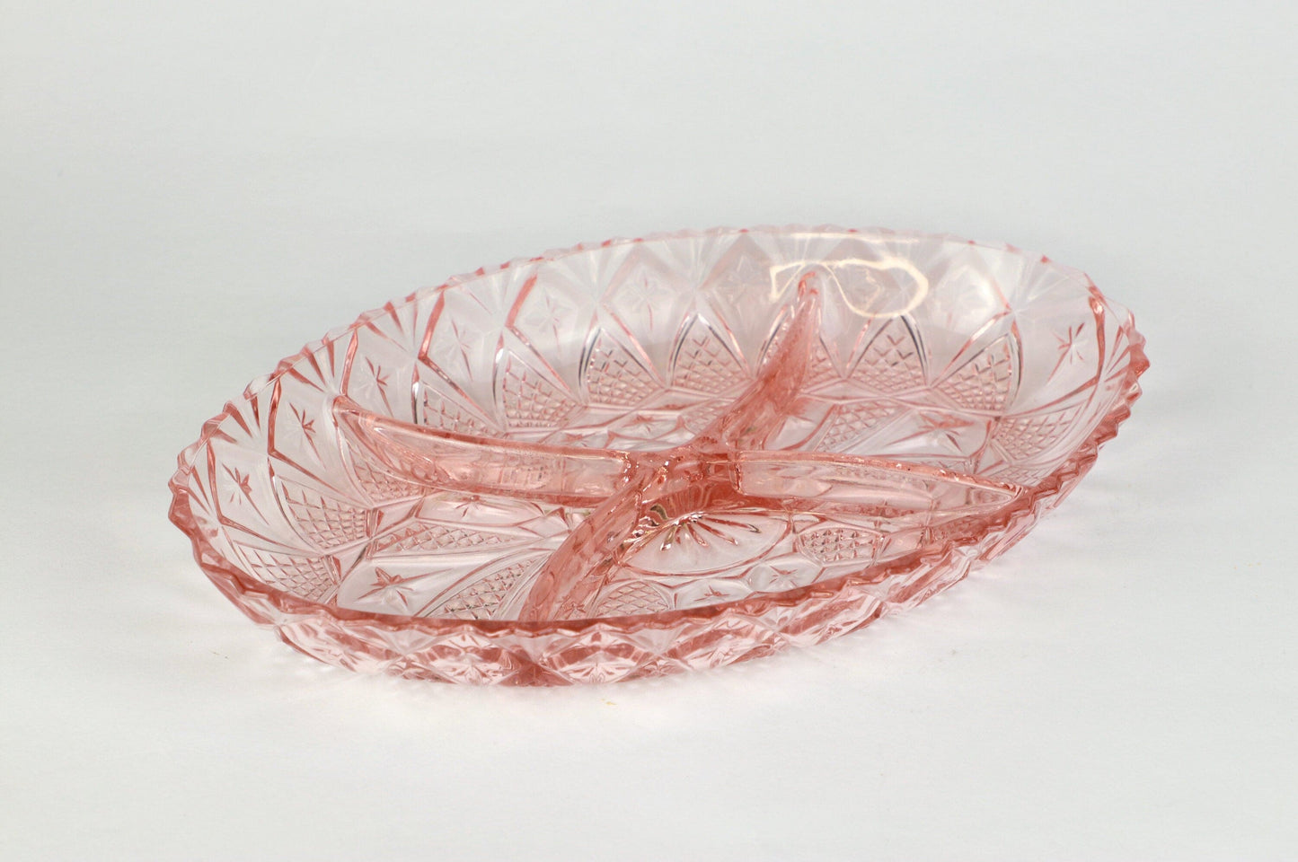 Bol en verre Rosalin vintage offrant un bol des années 50 Art Déco assiette rose en verre pressé 1930 1920 années 20 1920