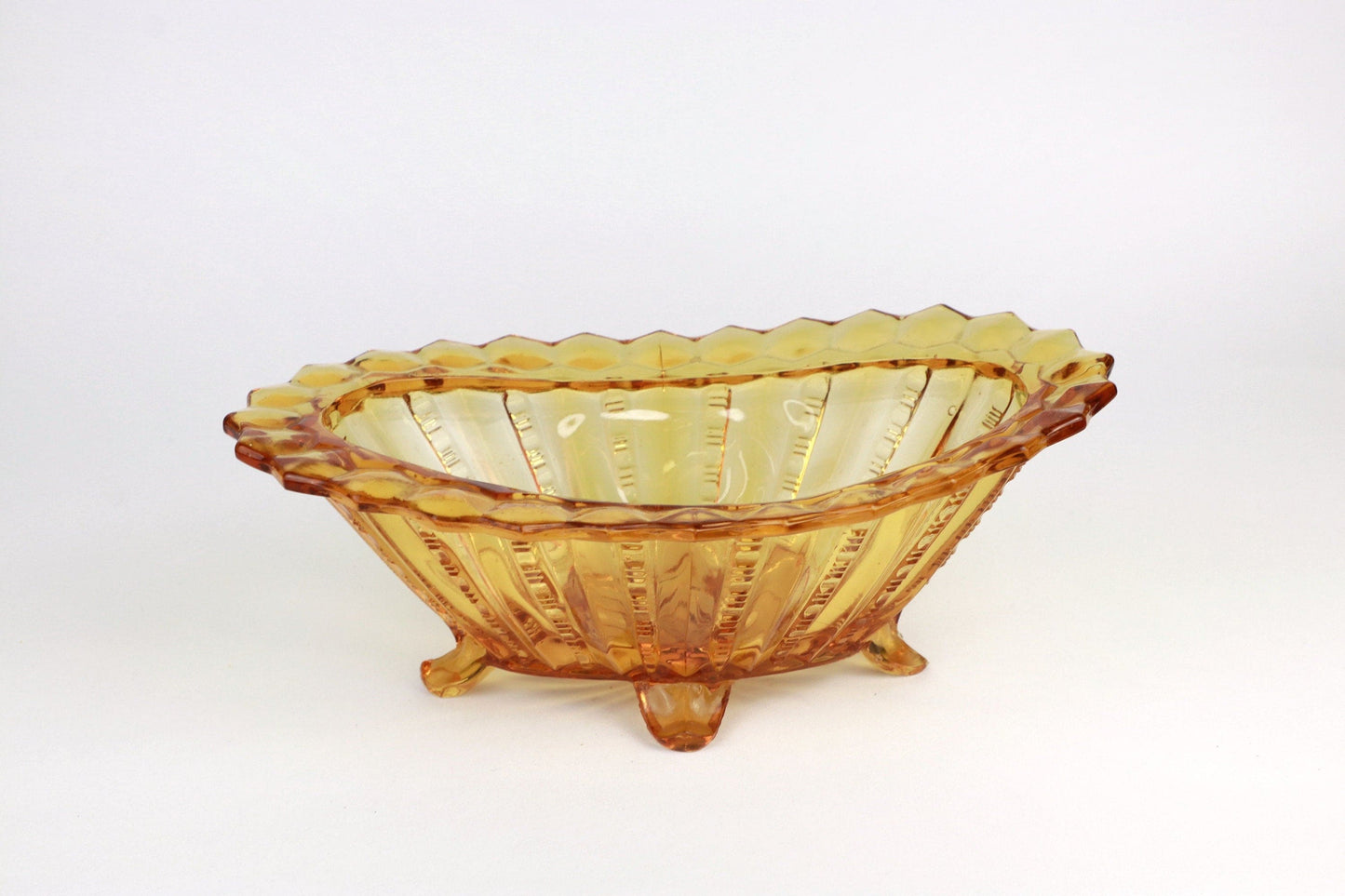 Vintage Glass Footed Bowl Bonboniere Art Deco from the 1930s Yellow Amber Legs Bowl Walther Glass Jar Lid Crystal Kristal