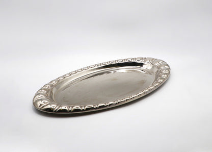 plateau en métal argenté Art Déco années 80 assiette à bol offrant assiette à bol argent revival vintage