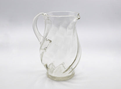 Vintage Carafe Mid Century Modernist Swirl Juice Water Glass Jug 1950s 50s 60s 1960