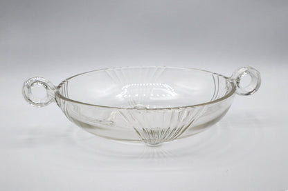 Vintage Art Deco Revival Bowl Offering Bowl Glass Handle Candy Bowl Fruit Bowl 80s 1980 1990 90s France