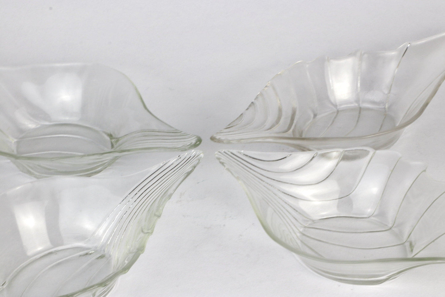 4 bols en verre vintage Art Déco Revival Bols géométriques Snack Clear 1980 80s Plate Bowl Dessert Arcoroc Luminarc