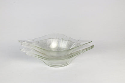 4 bols en verre vintage Art Déco Revival Bols géométriques Snack Clear 1980 80s Plate Bowl Dessert Arcoroc Luminarc