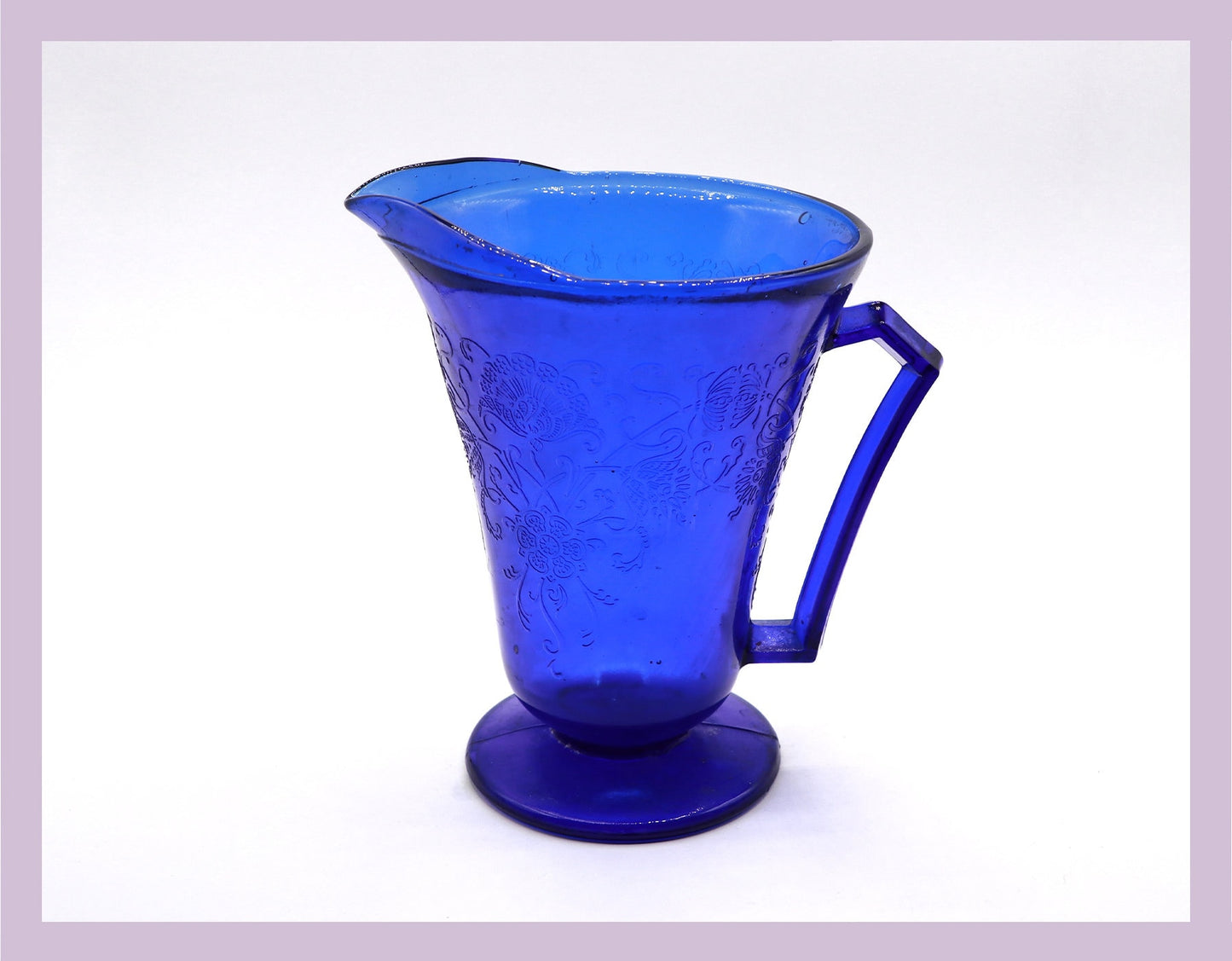 Carafe vintage Cobalt Blue Glass Ornements années 70 Verre pressé Soviétique Baltique Finlande Iittala