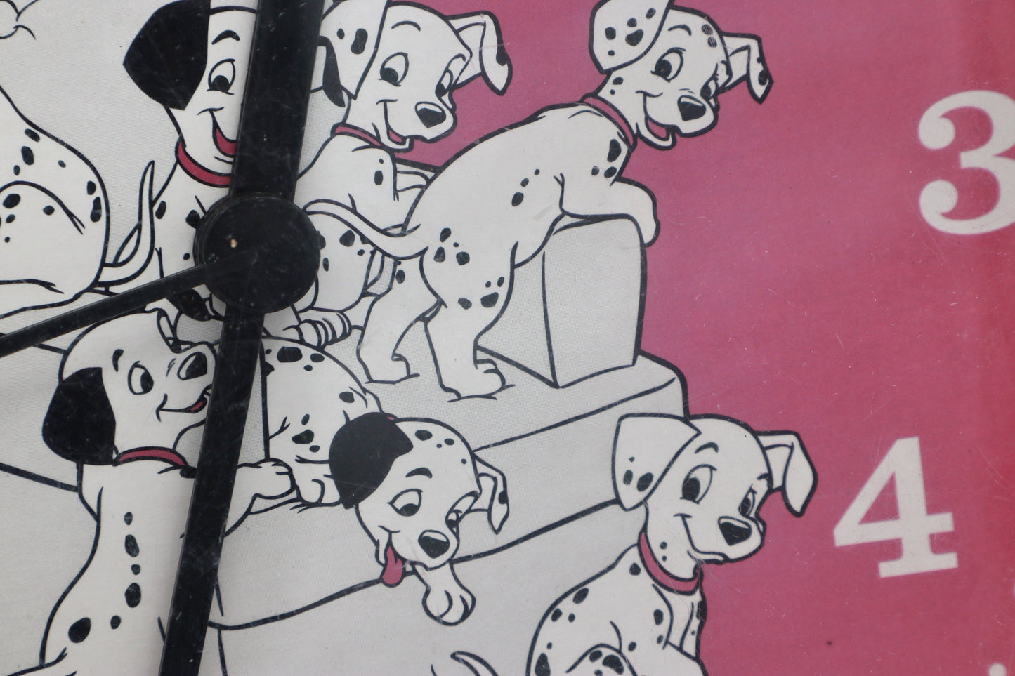 Vintage Wall Clock Disney 101 Dalmatians Pink White 90s Cruella De Ville Wall Clock 1990