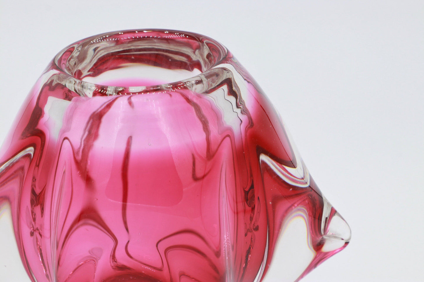 Vintage Vase Josef Hospodka - Chřibská Sklo Glass Cranberry Pink Skrdlovice Sommerso Red Overlay Bohemia Czechoslovakia Mid Century