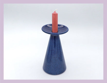 Vintage candlestick blue speckles ceramic Memphis Milano 90s 90s 1990 1990s Germany Ultramarine Cobalt Blue Postmodern asa