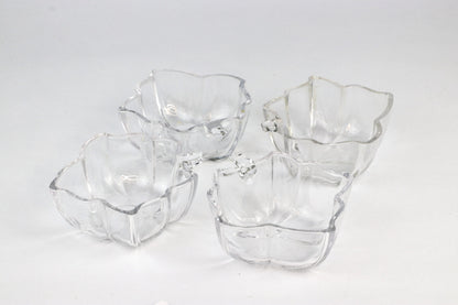 4 Vintage Glass Bowls France Arcoroc Luminarc Leaf Floral 1980 80s Plate Bowl Dessert Snack