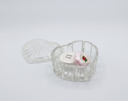 vintage Bonboniere Crystal Glass Heart Gift Kawaii 80s 1980 Lidded Box 80s Lead Crystal Box Art Déco Revival