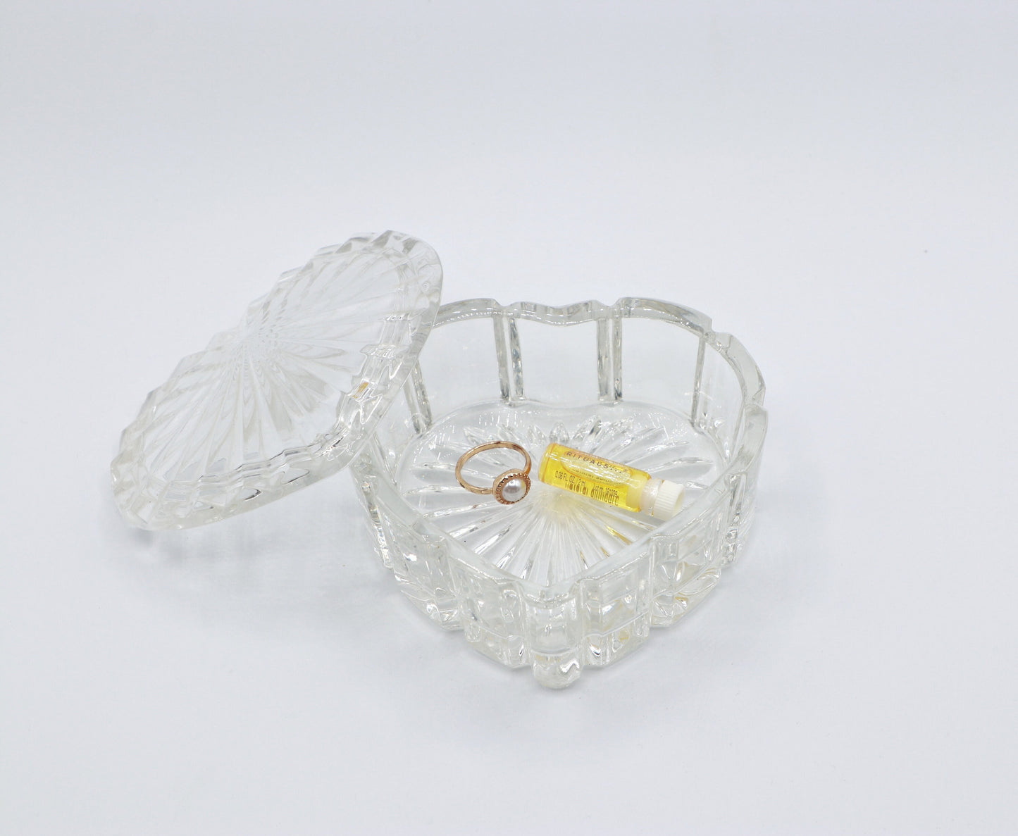 vintage Bonboniere Crystal Glass Heart Gift Kawaii 80s 1980 Lidded Box 80s Lead Crystal Box Art Déco Revival