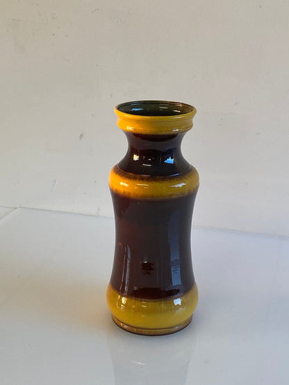 Mid Century Modern West Germany Vase no. 728-40 / 70s Ceramic Brown and Yellow Vase / Collectible Vintage