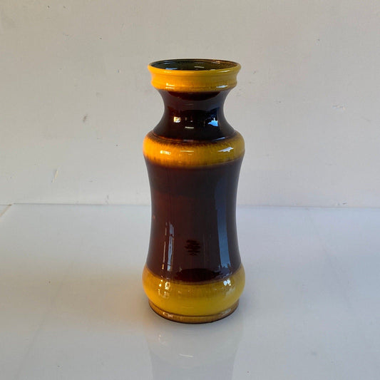 Mid Century Modern West Germany Vase no. 728-40 / 70s Ceramic Brown and Yellow Vase / Collectible Vintage