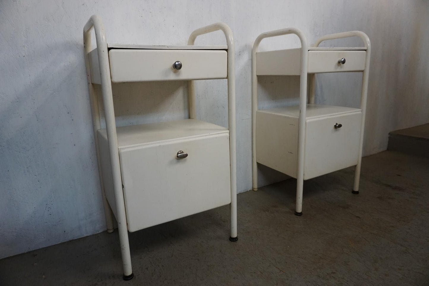 Two nostalgic metal cabinets in industrial style vintage