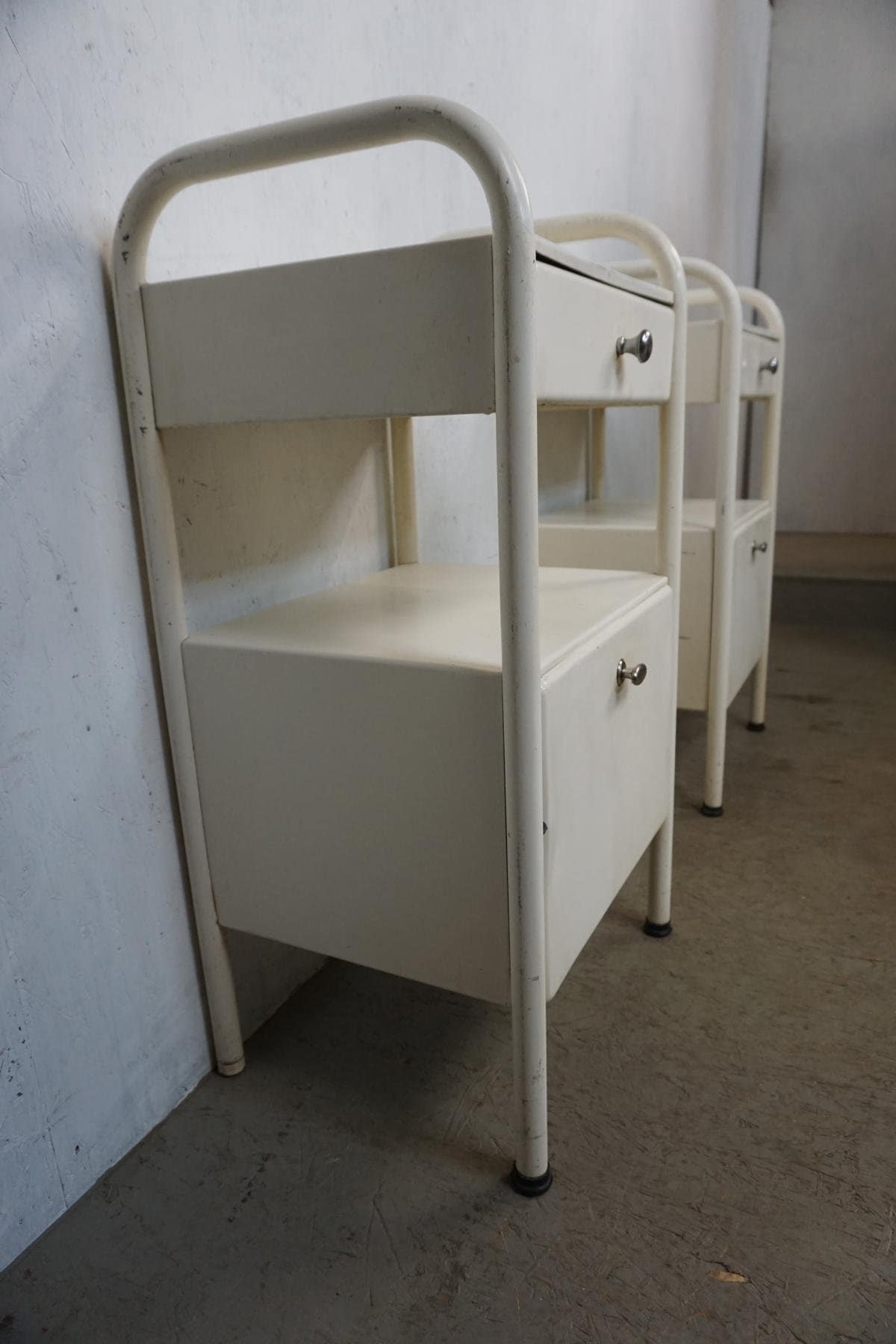 Two nostalgic metal cabinets in industrial style vintage