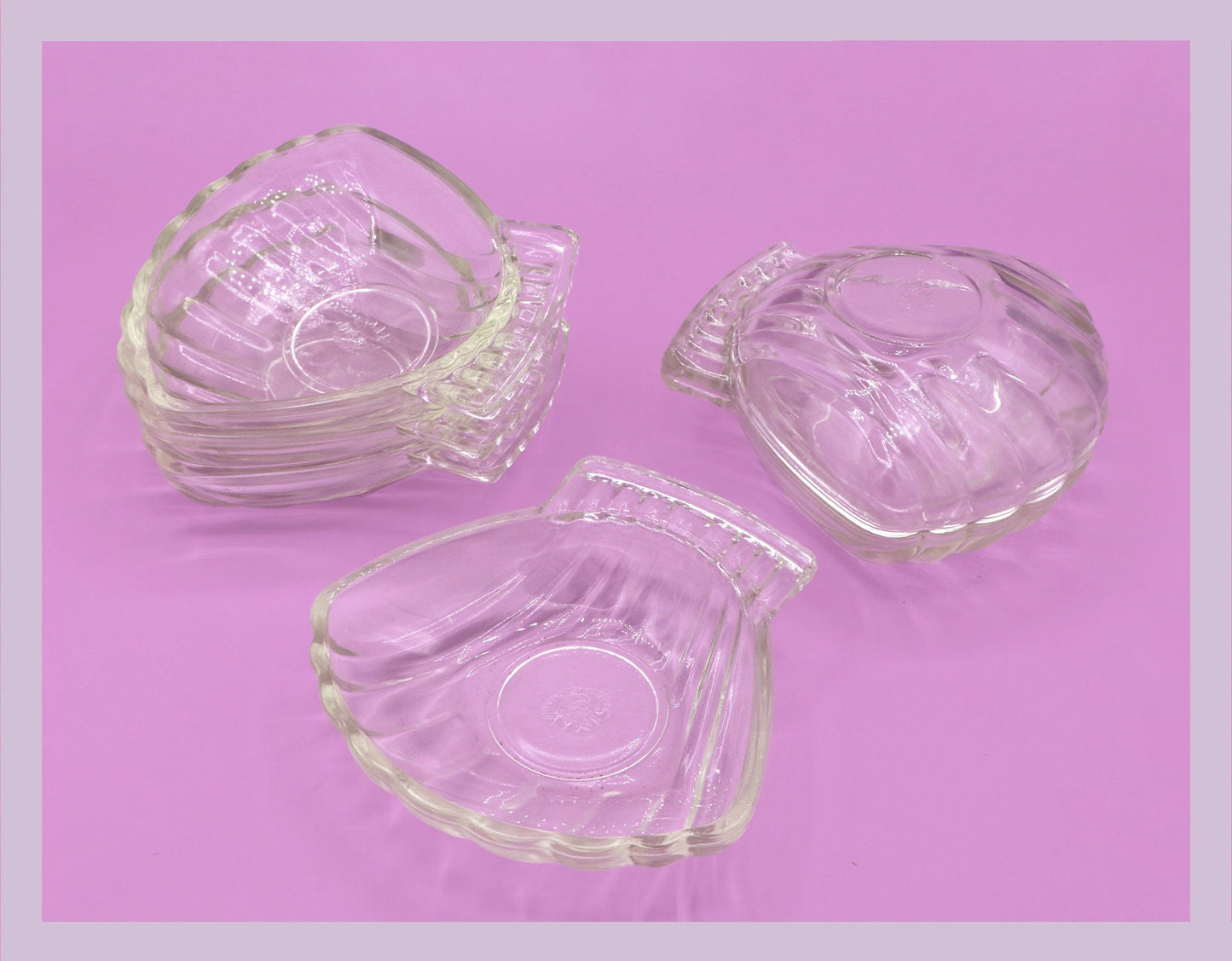 6 bols en verre vintage Simax shell bowls cristal plomb cristal République tchèque 1980 80s assiette bols dessert grignotines CZ