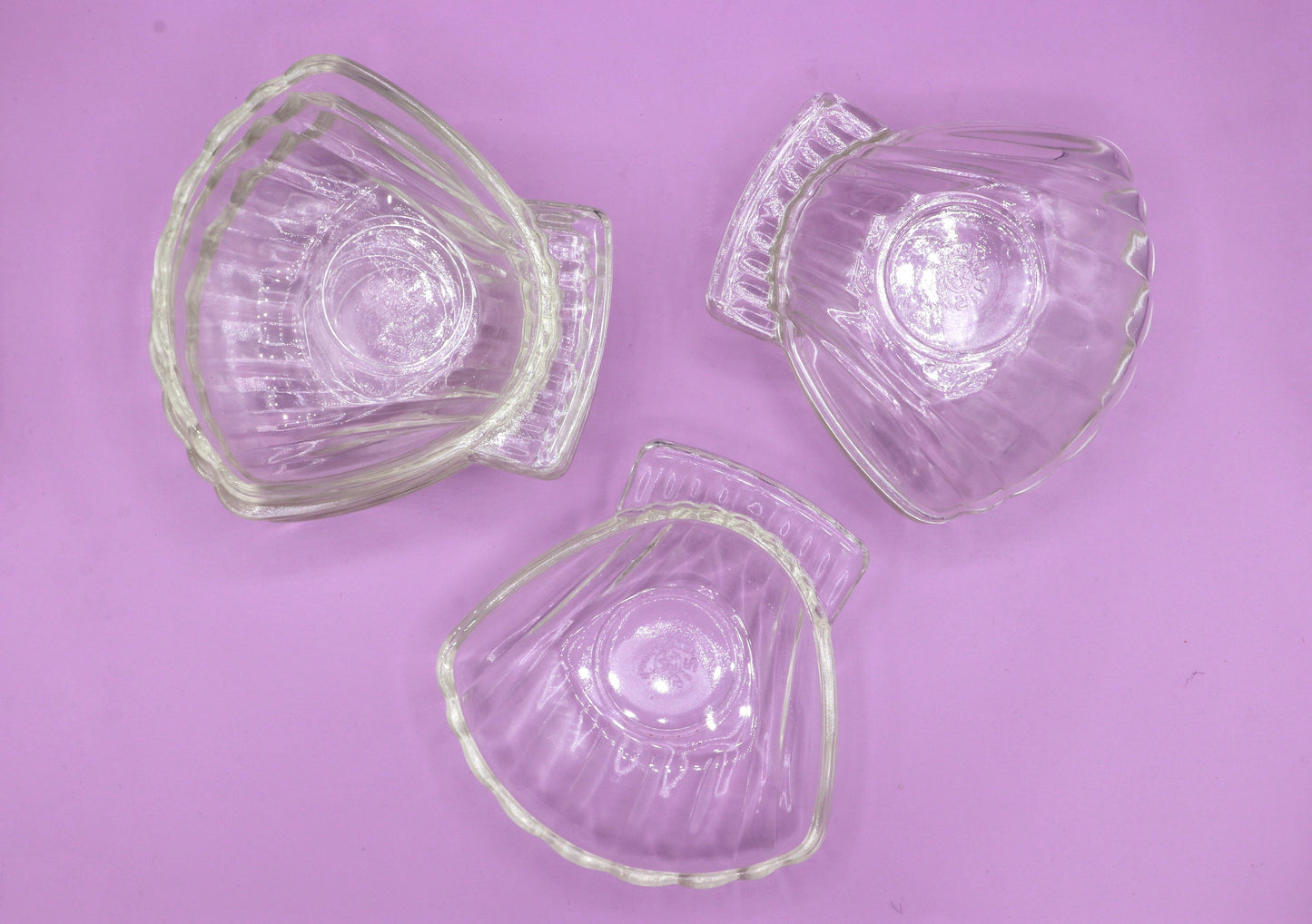 6 vintage glass bowls Simax shell bowl crystal lead crystal Czech Republic 1980 80s plate bowl dessert snack CZ