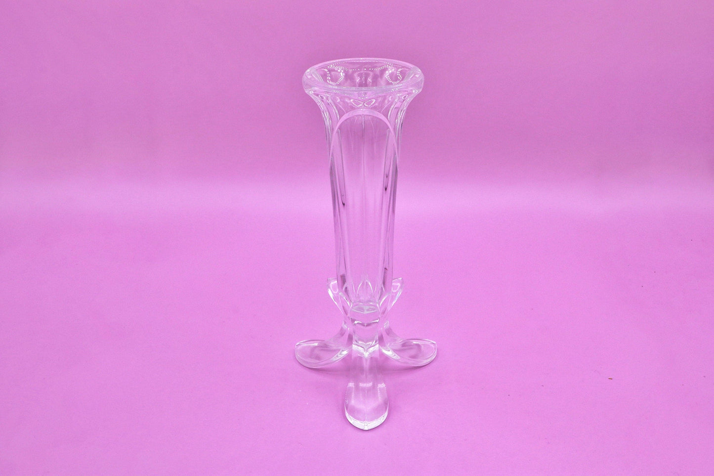 Vintage Fußvase Blumen Vase 80er Glas Kristall Fußschale Kelch Pokal Art Deco Revival - 2nd home